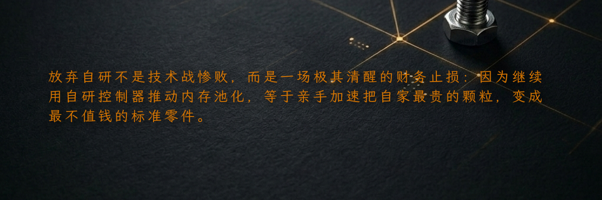 放弃自研不是技术战惨败,而是一场极其清醒的财务止损:因为继续用自研控制器推动内存池化,等于亲手加速把自家最贵的颗粒,变成最不值钱的标准零件。