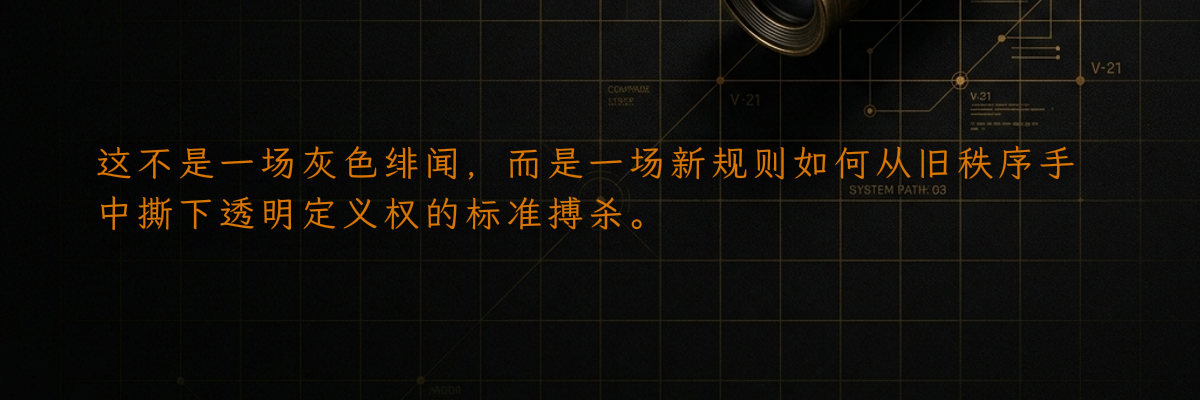 这不是一场灰色绯闻,而是一场新规则如何从旧秩序手中撕下透明定义权的标准搏杀。