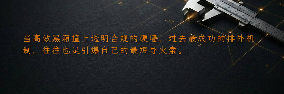 当高效黑箱撞上透明合规的硬墙,过去最成功的排外机制,往往也是引爆自己的最短导火索。