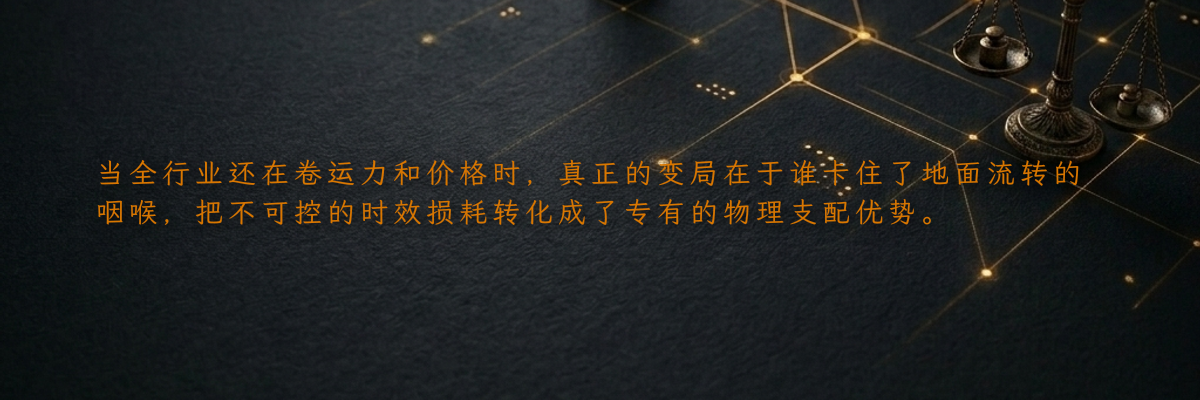 当全行业还在卷运力和价格时,真正的变局在于谁卡住了地面流转的咽喉,把不可控的时效损耗转化成了专有的物理支配优势。