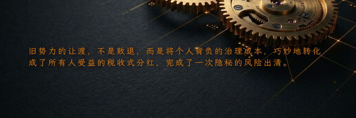 旧势力的让渡,不是败退,而是将个人背负的治理成本,巧妙地转化成了所有人受益的税收式分红,完成了一次隐秘的风险出清。