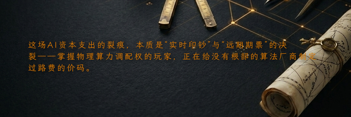 这场AI资本支出的裂痕,本质是“实时印钞”与“远期期票”的决裂——掌握物理算力调配权的玩家,正在给没有根部的算法厂商制定过路费的价码。