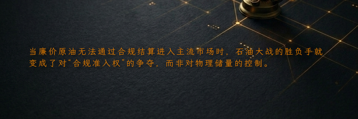 当廉价原油无法通过合规结算进入主流市场时,石油大战的胜负手就变成了对“合规准入权”的争夺,而非对物理储量的控制。