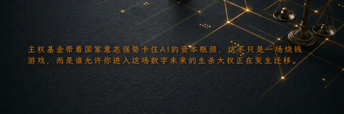 主权基金带着国家意志强势卡住AI的资本瓶颈,这不只是一场烧钱游戏,而是谁允许你进入这场数字未来的生杀大权正在发生迁移。