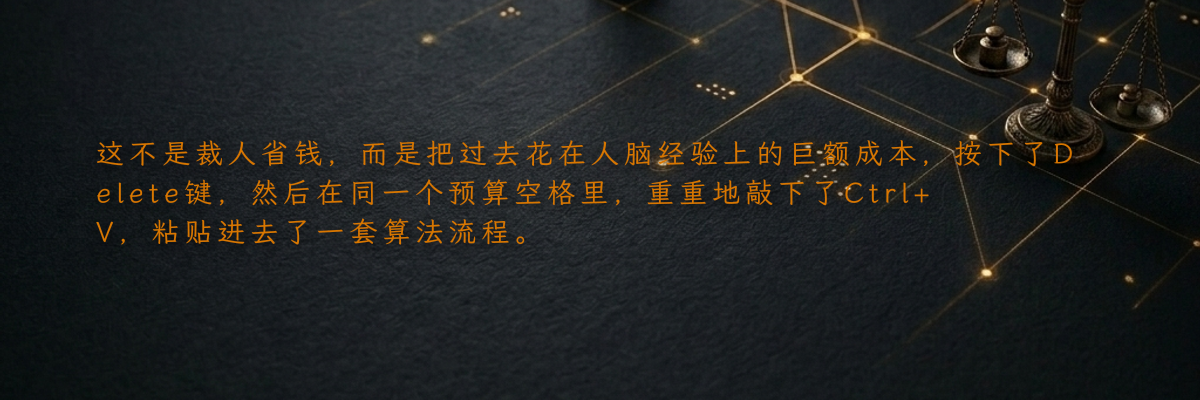 这不是裁人省钱,而是把过去花在人脑经验上的巨额成本,按下了Delete键,然后在同一个预算空格里,重重地敲下了Ctrl+V,粘贴进去了一套算法流程。