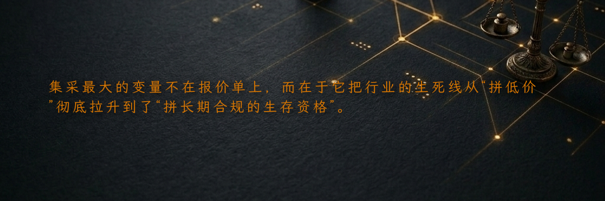 集采最大的变量不在报价单上,而在于它把行业的生死线从“拼低价”彻底拉升到了“拼长期合规的生存资格”。