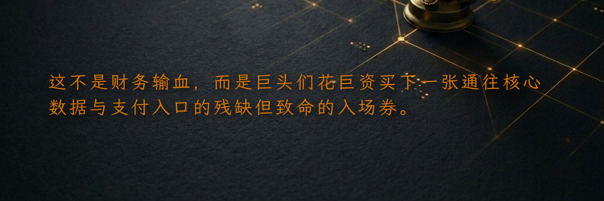 这不是财务输血,而是巨头们花巨资买下一张通往核心数据与支付入口的残缺但致命的入场券。
