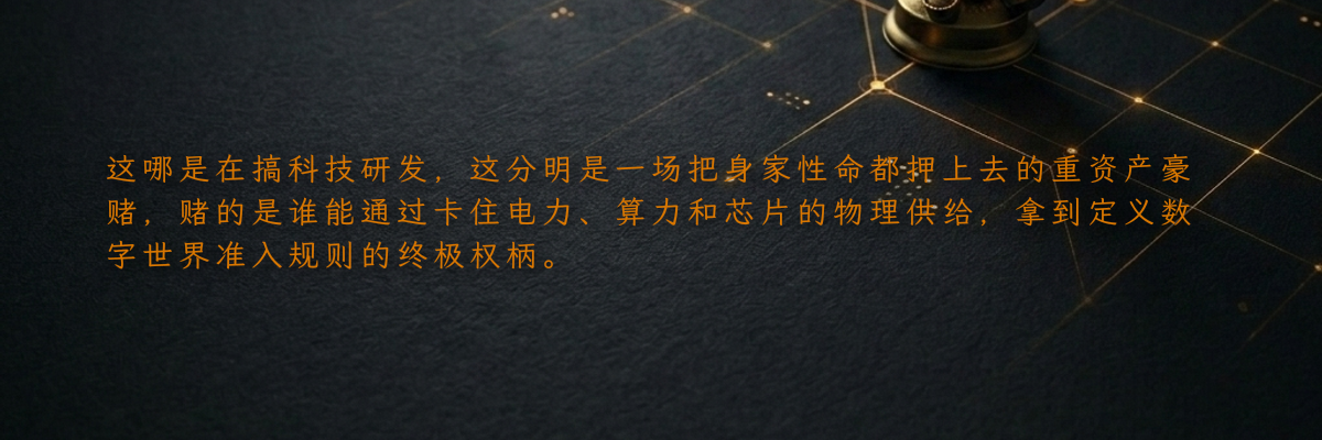 这哪是在搞科技研发,这分明是一场把身家性命都押上去的重资产豪赌,赌的是谁能通过卡住电力、算力和芯片的物理供给,拿到定义数字世界准入规则的终极权柄。
