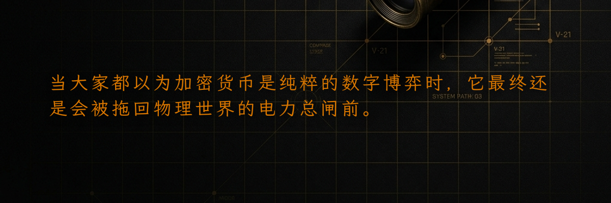 当大家都以为加密货币是纯粹的数字博弈时,它最终还是会被拖回物理世界的电力总闸前。