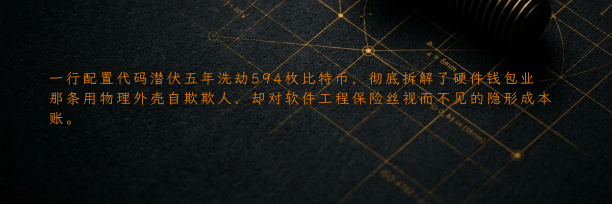 一行配置代码潜伏五年洗劫594枚比特币,彻底拆解了硬件钱包业那条用物理外壳自欺欺人、却对软件工程保险丝视而不见的隐形成本账。