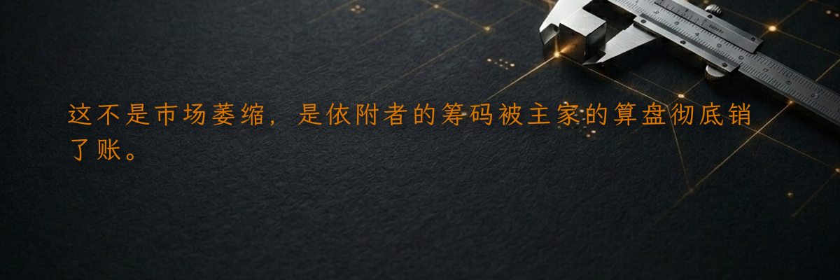 这不是市场萎缩,是依附者的筹码被主家的算盘彻底销了账。