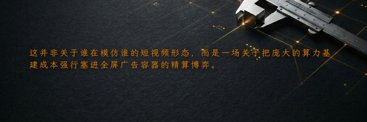 这并非关于谁在模仿谁的短视频形态,而是一场关于把庞大的算力基建成本强行塞进全屏广告容器的精算博弈。