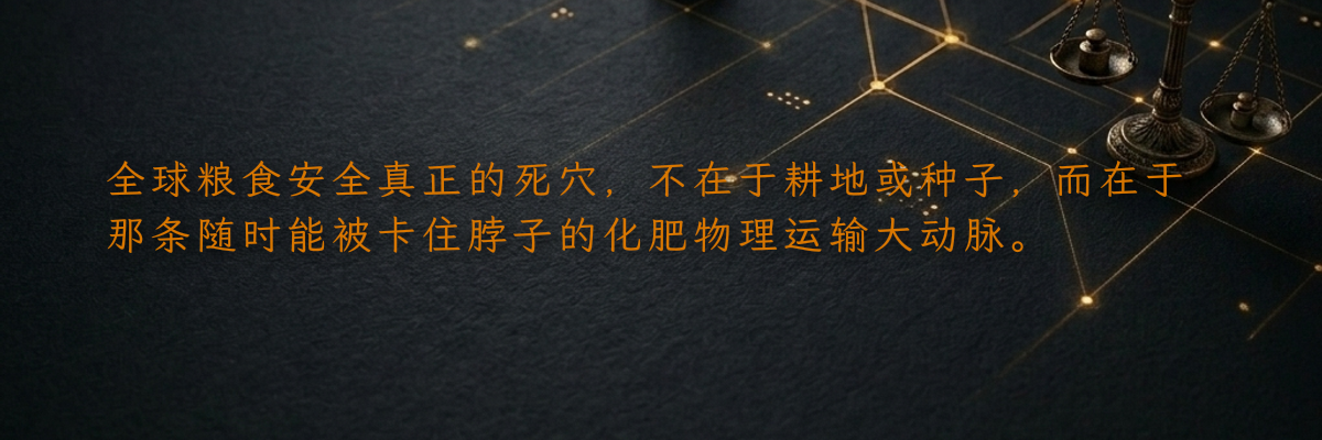 全球粮食安全真正的死穴,不在于耕地或种子,而在于那条随时能被卡住脖子的化肥物理运输大动脉。