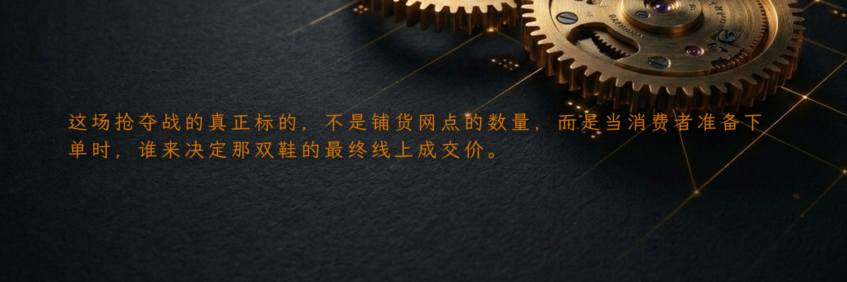 这场抢夺战的真正标的,不是铺货网点的数量,而是当消费者准备下单时,谁来决定那双鞋的最终线上成交价。