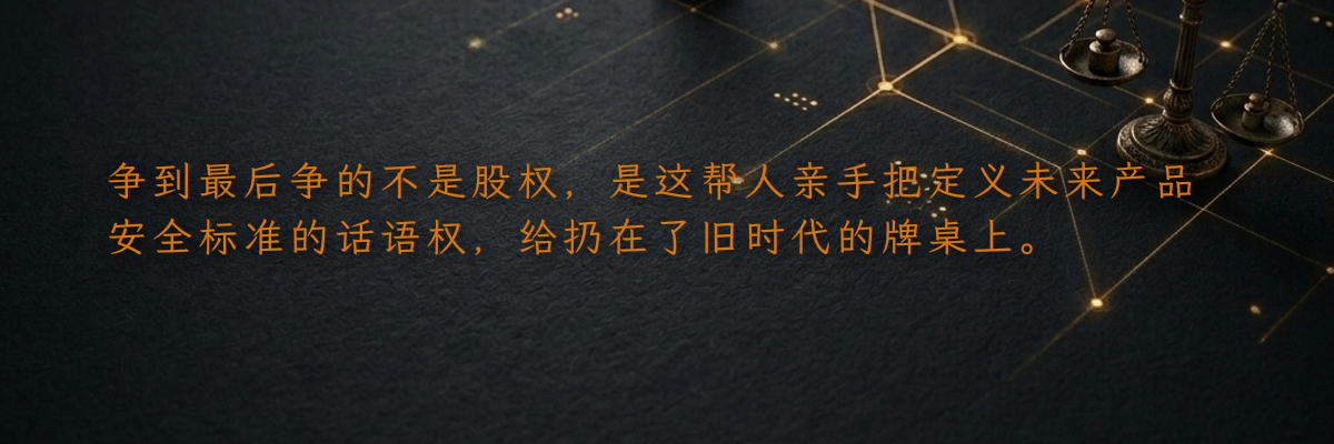 争到最后争的不是股权,是这帮人亲手把定义未来产品安全标准的话语权,给扔在了旧时代的牌桌上。