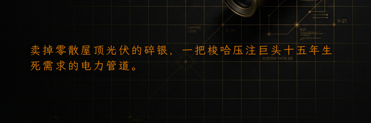 卖掉零散屋顶光伏的碎银,一把梭哈压注巨头十五年生死需求的电力管道。