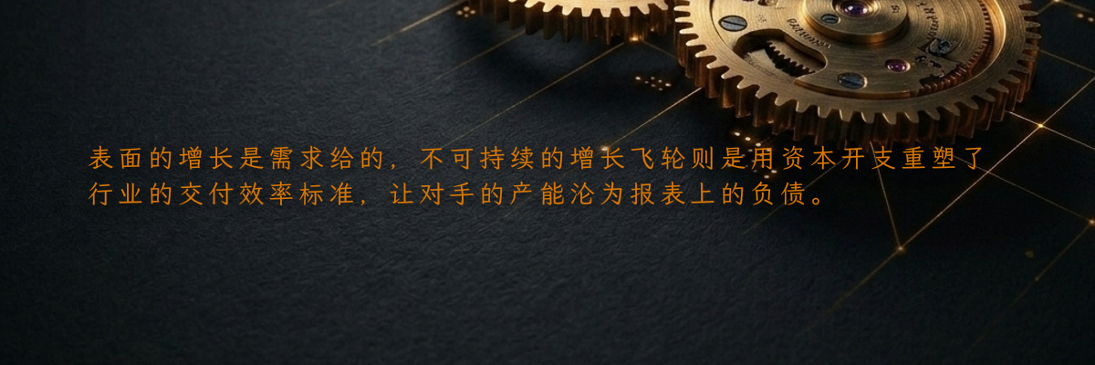 表面的增长是需求给的,不可持续的增长飞轮则是用资本开支重塑了行业的交付效率标准,让对手的产能沦为报表上的负债。