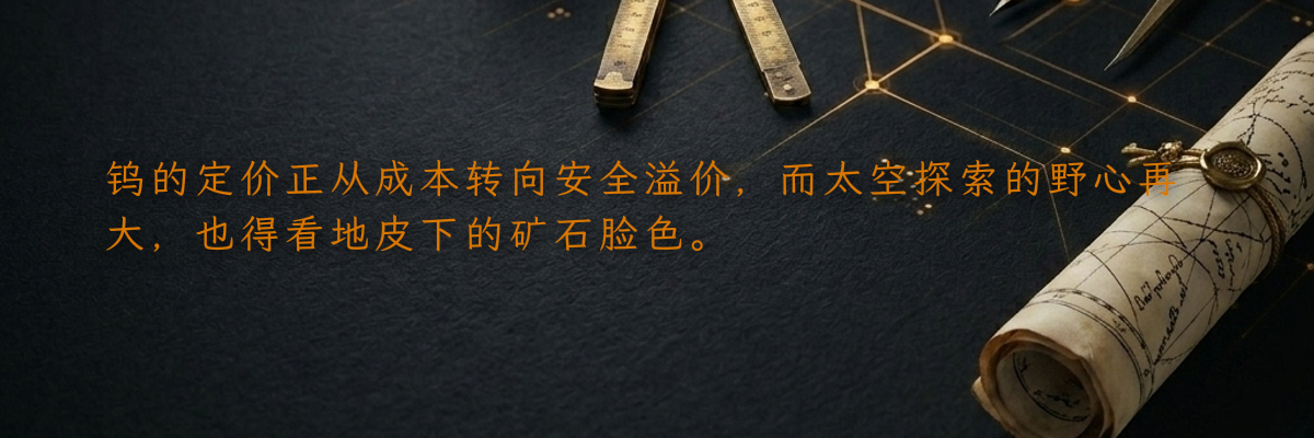 钨的定价正从成本转向安全溢价,而太空探索的野心再大,也得看地皮下的矿石脸色。