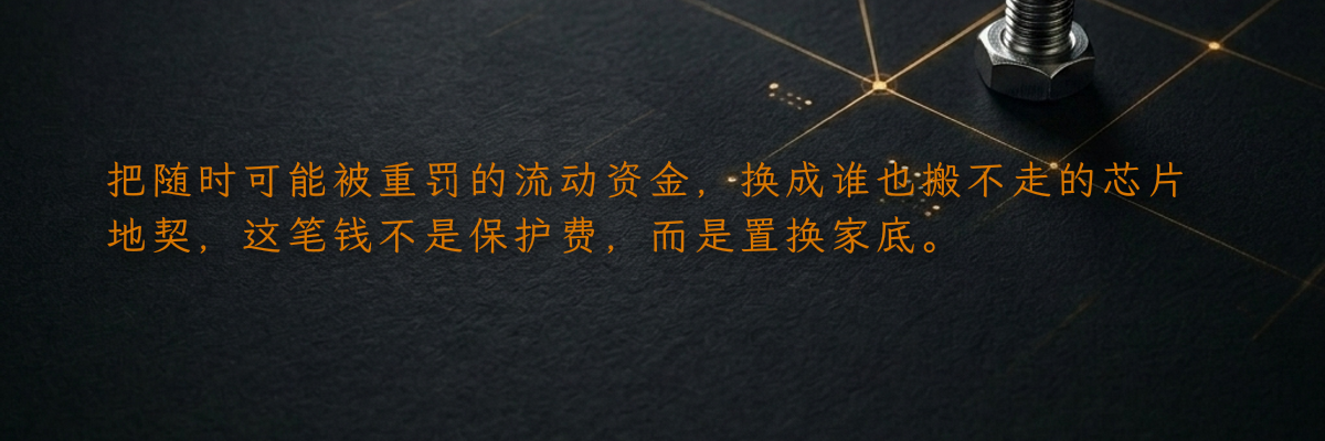 把随时可能被重罚的流动资金,换成谁也搬不走的芯片地契,这笔钱不是保护费,而是置换家底。