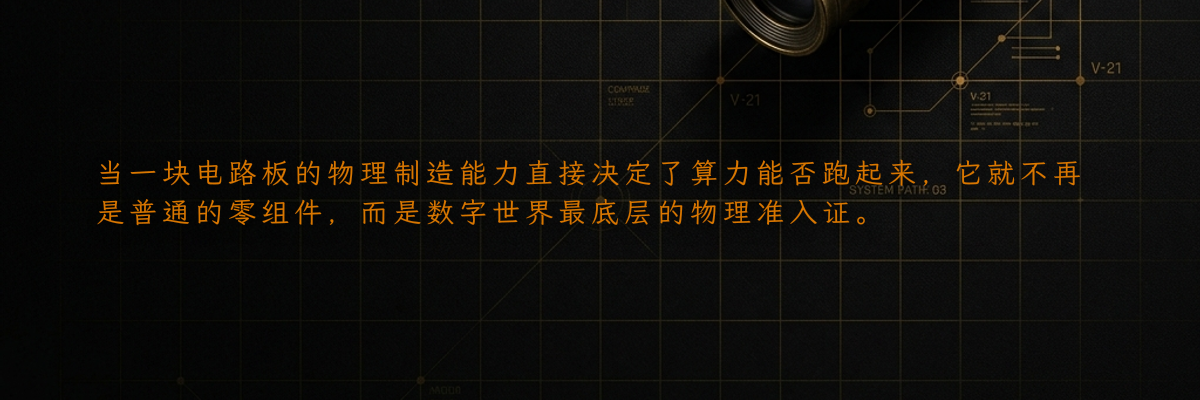当一块电路板的物理制造能力直接决定了算力能否跑起来,它就不再是普通的零组件,而是数字世界最底层的物理准入证。