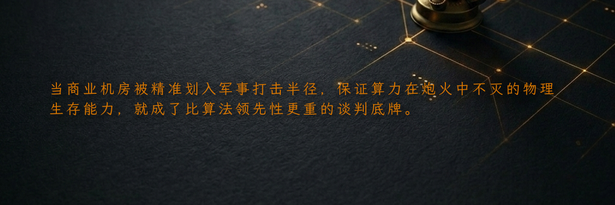 当商业机房被精准划入军事打击半径,保证算力在炮火中不灭的物理生存能力,就成了比算法领先性更重的谈判底牌。