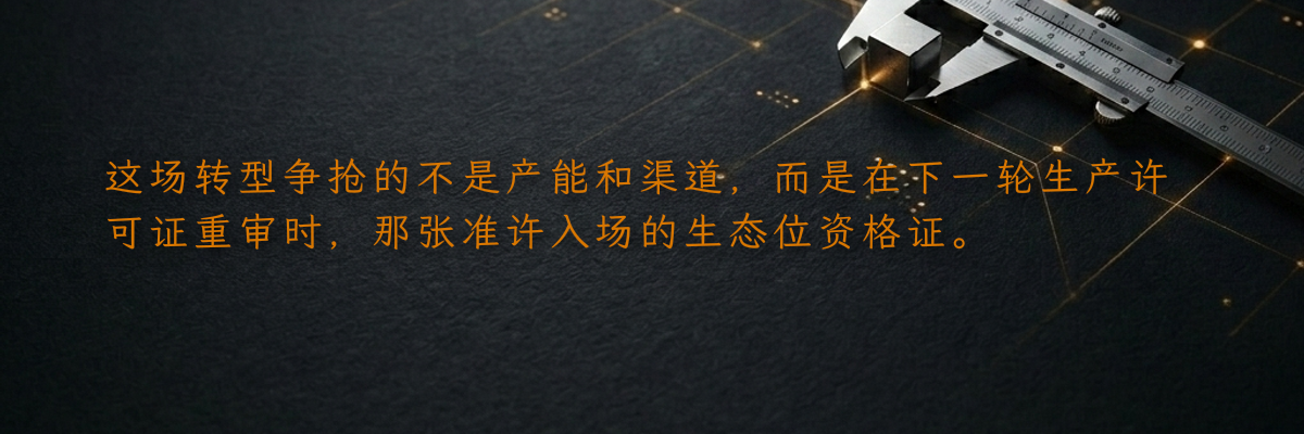 这场转型争抢的不是产能和渠道,而是在下一轮生产许可证重审时,那张准许入场的生态位资格证。