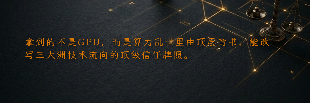 拿到的不是GPU,而是算力乱世里由顶层背书、能改写三大洲技术流向的顶级信任牌照。