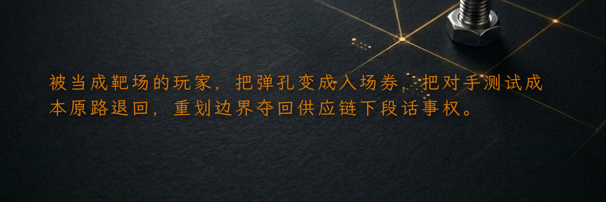 被当成靶场的玩家,把弹孔变成入场券,把对手测试成本原路退回,重划边界夺回供应链下段话事权。