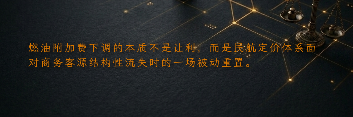 燃油附加费下调的本质不是让利,而是民航定价体系面对商务客源结构性流失时的一场被动重置。