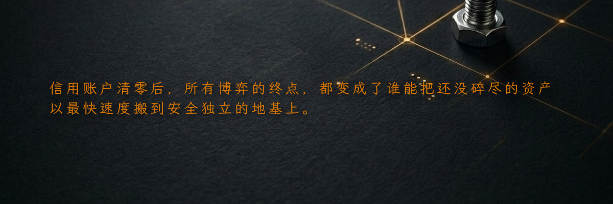 信用账户清零后,所有博弈的终点,都变成了谁能把还没碎尽的资产以最快速度搬到安全独立的地基上。