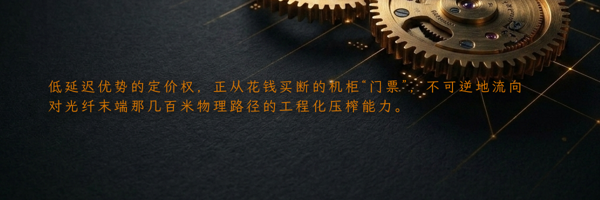 低延迟优势的定价权,正从花钱买断的机柜“门票”,不可逆地流向对光纤末端那几百米物理路径的工程化压榨能力。