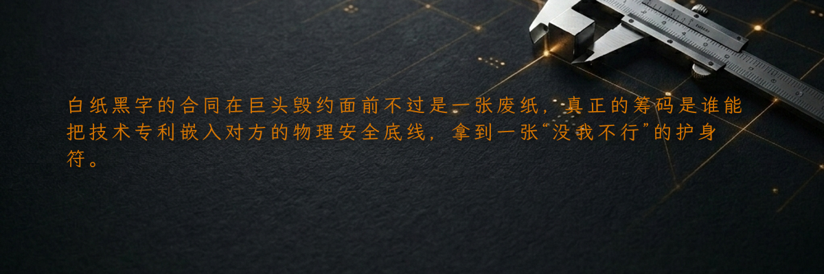 白纸黑字的合同在巨头毁约面前不过是一张废纸,真正的筹码是谁能把技术专利嵌入对方的物理安全底线,拿到一张“没我不行”的护身符。