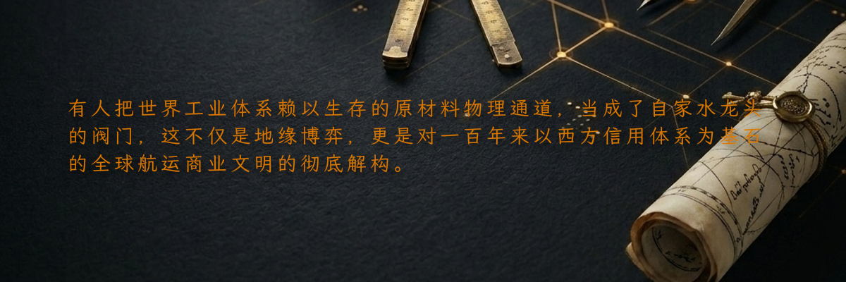 有人把世界工业体系赖以生存的原材料物理通道,当成了自家水龙头的阀门,这不仅是地缘博弈,更是对一百年来以西方信用体系为基石的全球航运商业文明的彻底解构。