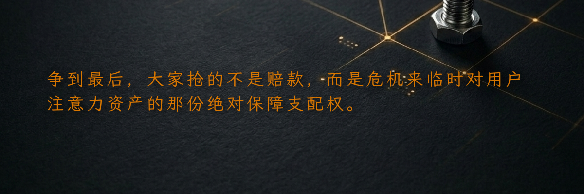 争到最后,大家抢的不是赔款,而是危机来临时对用户注意力资产的那份绝对保障支配权。