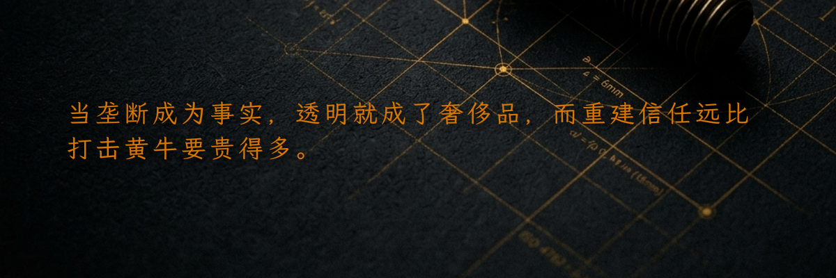 当垄断成为事实,透明就成了奢侈品,而重建信任远比打击黄牛要贵得多。