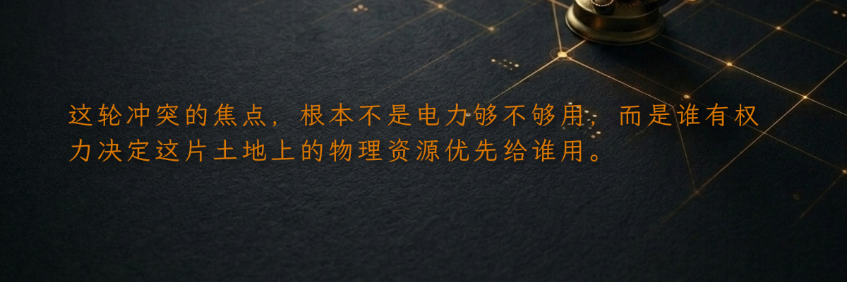 这轮冲突的焦点,根本不是电力够不够用,而是谁有权力决定这片土地上的物理资源优先给谁用。