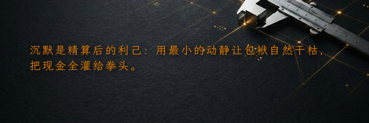 沉默是精算后的利己:用最小的动静让包袱自然干枯,把现金全灌给拳头。