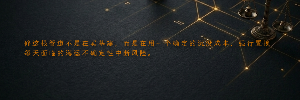 修这根管道不是在买基建,而是在用一个确定的沉没成本,强行置换每天面临的海运不确定性中断风险。