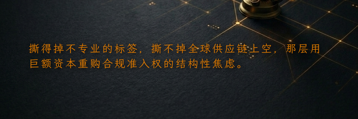 撕得掉不专业的标签,撕不掉全球供应链上空,那层用巨额资本重购合规准入权的结构性焦虑。