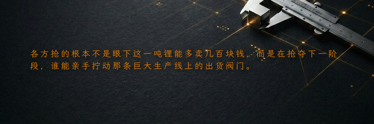 各方抢的根本不是眼下这一吨锂能多卖几百块钱,而是在抢夺下一阶段,谁能亲手拧动那条巨大生产线上的出货阀门。