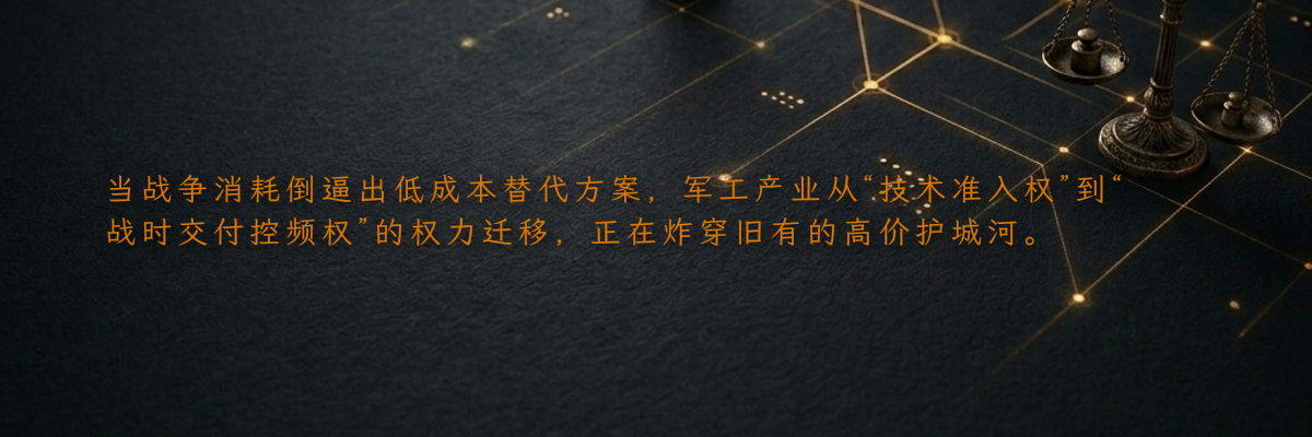 当战争消耗倒逼出低成本替代方案,军工产业从“技术准入权”到“战时交付控频权”的权力迁移,正在炸穿旧有的高价护城河。