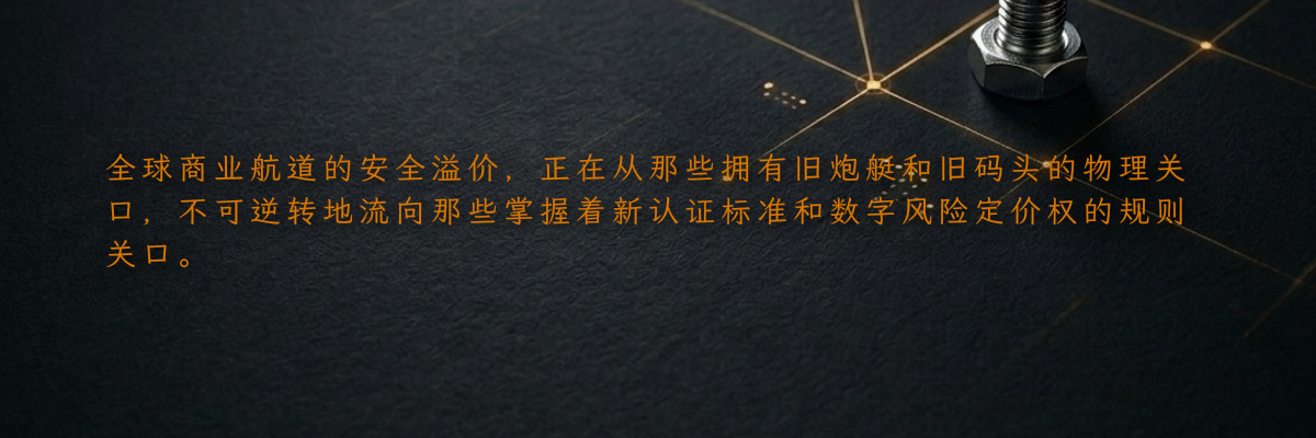 全球商业航道的安全溢价,正在从那些拥有旧炮艇和旧码头的物理关口,不可逆转地流向那些掌握着新认证标准和数字风险定价权的规则关口。