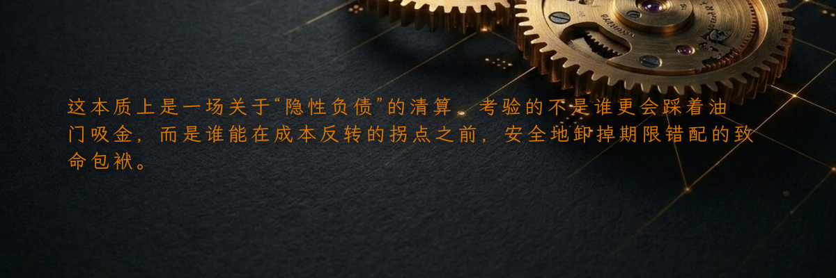 这本质上是一场关于“隐性负债”的清算,考验的不是谁更会踩着油门吸金,而是谁能在成本反转的拐点之前,安全地卸掉期限错配的致命包袱。