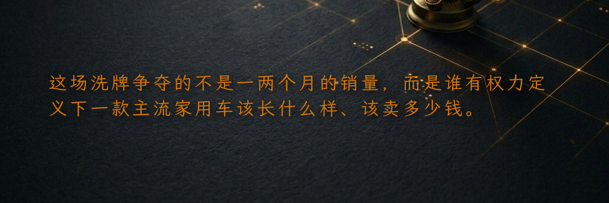 这场洗牌争夺的不是一两个月的销量,而是谁有权力定义下一款主流家用车该长什么样、该卖多少钱。