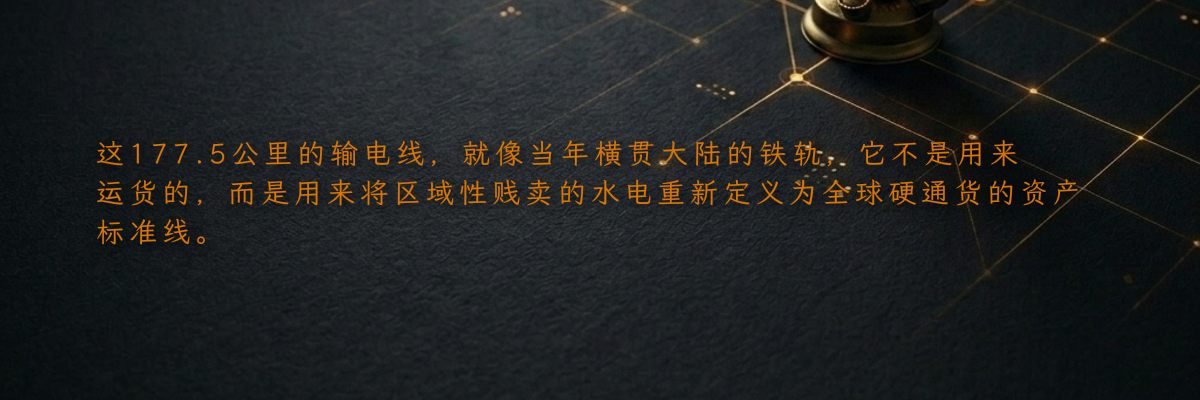 这177.5公里的输电线,就像当年横贯大陆的铁轨,它不是用来运货的,而是用来将区域性贱卖的水电重新定义为全球硬通货的资产标准线。