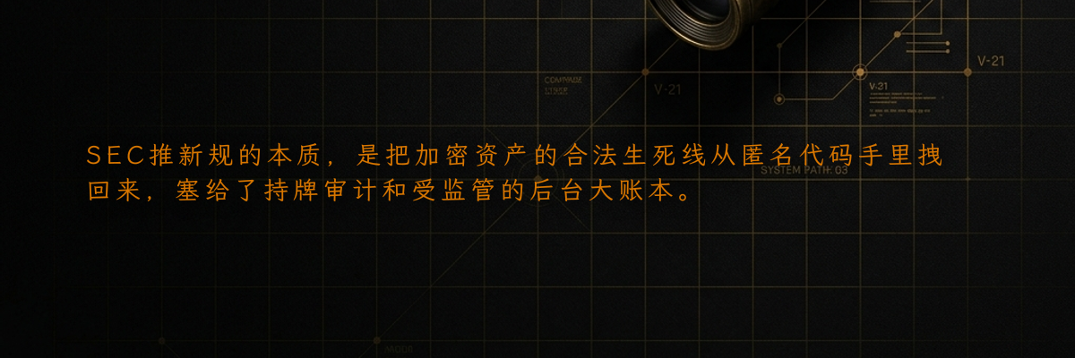 SEC推新规的本质,是把加密资产的合法生死线从匿名代码手里拽回来,塞给了持牌审计和受监管的后台大账本。