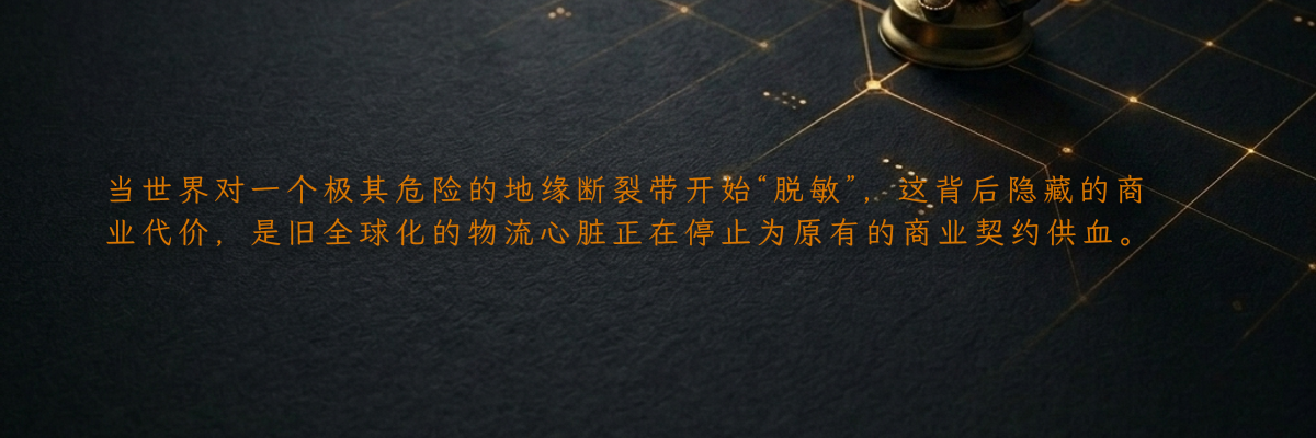 当世界对一个极其危险的地缘断裂带开始“脱敏”,这背后隐藏的商业代价,是旧全球化的物流心脏正在停止为原有的商业契约供血。