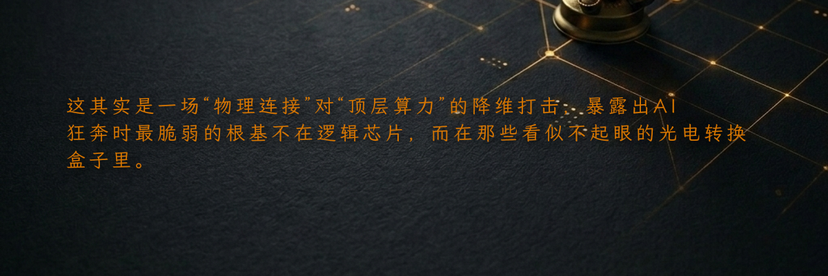 这其实是一场“物理连接”对“顶层算力”的降维打击,暴露出AI狂奔时最脆弱的根基不在逻辑芯片,而在那些看似不起眼的光电转换盒子里。