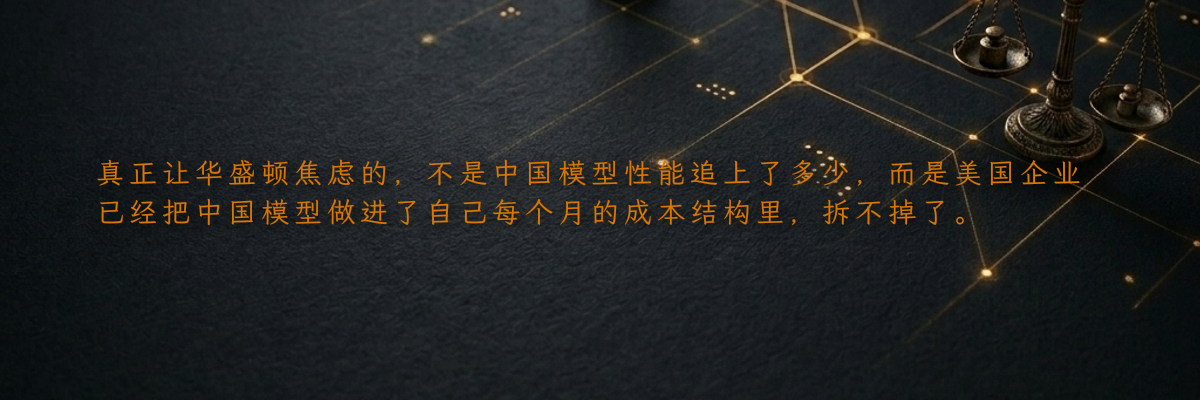 真正让华盛顿焦虑的,不是中国模型性能追上了多少,而是美国企业已经把中国模型做进了自己每个月的成本结构里,拆不掉了。
