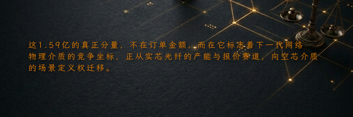 这1.59亿的真正分量,不在订单金额,而在它标志着下一代网络物理介质的竞争坐标,正从实芯光纤的产能与报价赛道,向空芯介质的场景定义权迁移。